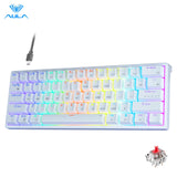 AULA F3261 RGB USB Mini Mechanical Gaming Keyboard Red Switch 61 Keys Wired detachable cable,for Six languages layout