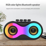 Powerful Home Bluetooth Speaker RGB Color Lamp Support TF Card Surround Speaker Outdoors Portable Double Horn Mini Subwoofer