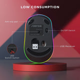 Jomaa Purple Rechargeable Wireless Mouse 2.4G LED Backlit Mouse for Computer Laptop Quiet Click Mice Ergonomic Gaming mouse