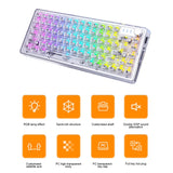82 Keys Crystal Transparent Keycaps Mechanical Keyboard Hot Swap Dual ISSP Mute Full-key Axis RGB backlit Keycap gaming keyboard
