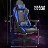 Executive Adjustable High Back Faux Leather Swivel Gaming Chair, Black/Dark Blue