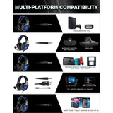 Gaming Headset for PS4 Xbox One PS5 Sega Dreamcast PC PS2 Noise Canceling Over Ear Gaming Headphones with Microphone &amp; LED Light