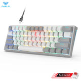 AULA F3261 RGB USB Mini Mechanical Gaming Keyboard Red Switch 61 Keys Wired detachable cable,for Six languages layout