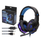 3.5mm Wired Gaming Headphone Earphone Gamer Headset Stereo Sound with Microphone LED Lights Audio Cable for Game for PS4 d25